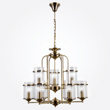 Подвесная люстра со стеклянными плафонами 60040/9 античная бронза — Multielectrika