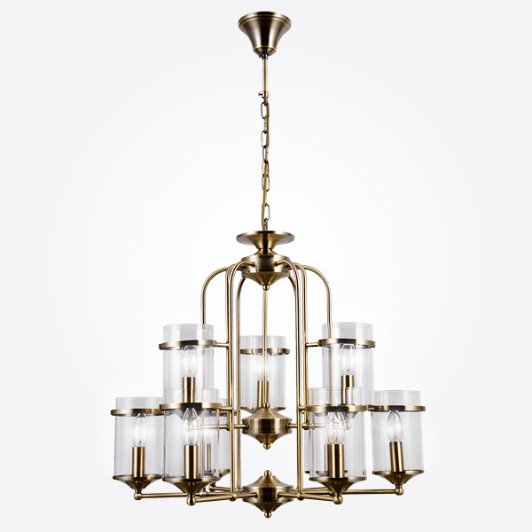 Подвесная люстра со стеклянными плафонами 60040/9 античная бронза фото 1 — Multielectrika