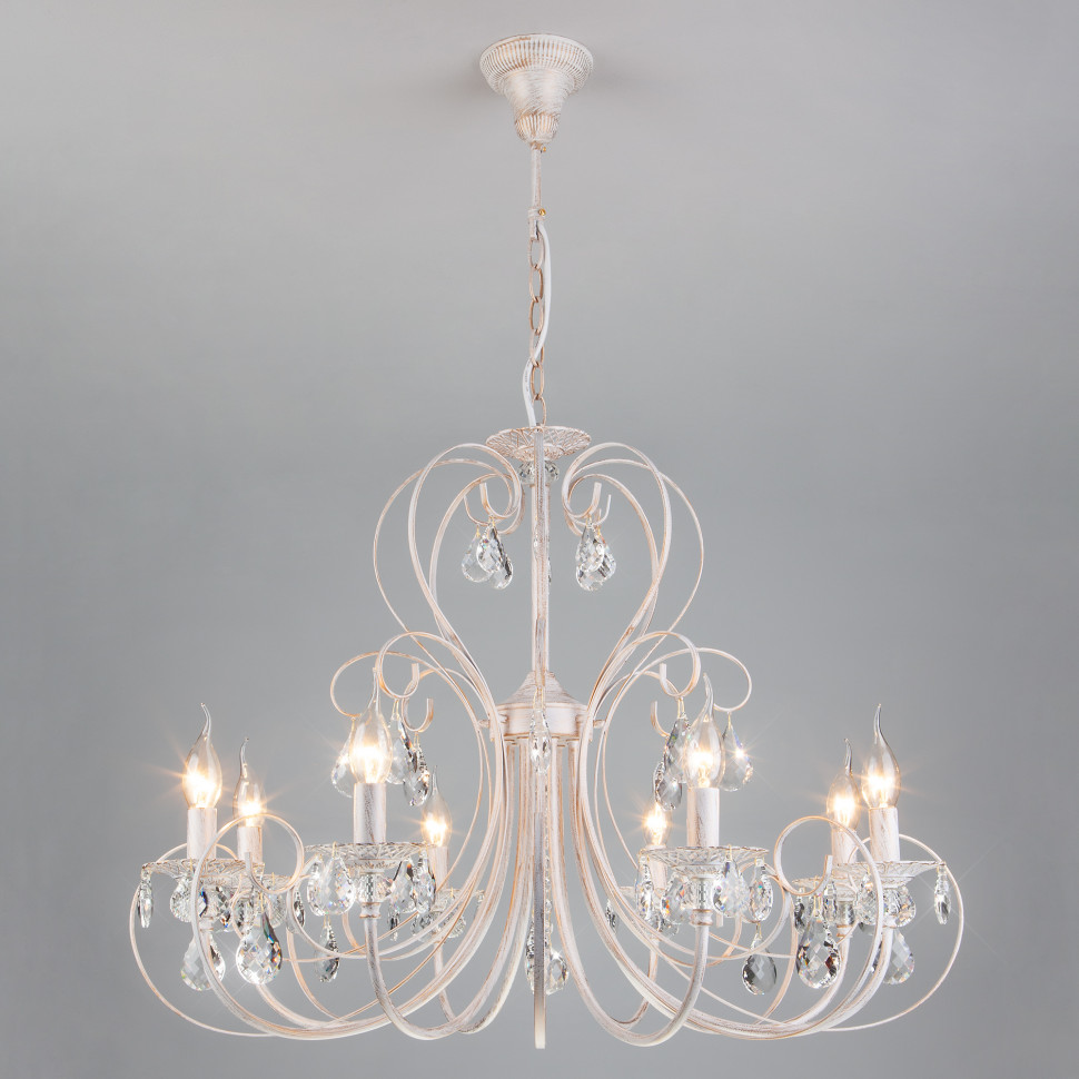 Люстра с хрусталем 3305/8 белый с золотом фото 1 — Multielectrika