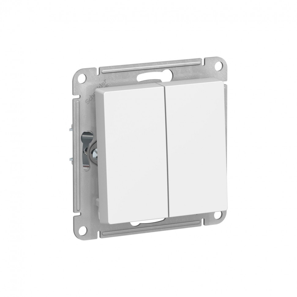 Выключатель двухклавишный Systeme Electric AtlasDesign 10А, лотос фото 1 — Multielectrika