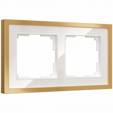 W0022853/ Рамка на 2 поста Baguette (белый/золотистая латунь) W0022853 &mdash; Multielectrika