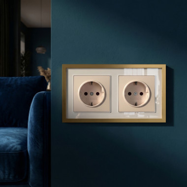 W0022853/ Рамка на 2 поста Baguette (белый/золотистая латунь) W0022853 &mdash; Multielectrika