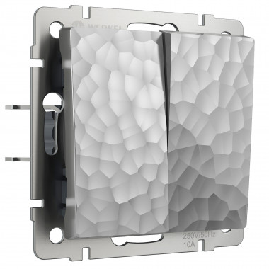 Выключатель двухклавишный проходной (Hammaer серебряный) W1222006 — Multielectrika