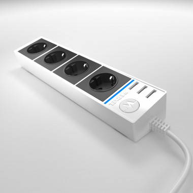 Розеточный блок 4-х местный + 3 USB белый/черный WL20-04-03 — Multielectrika