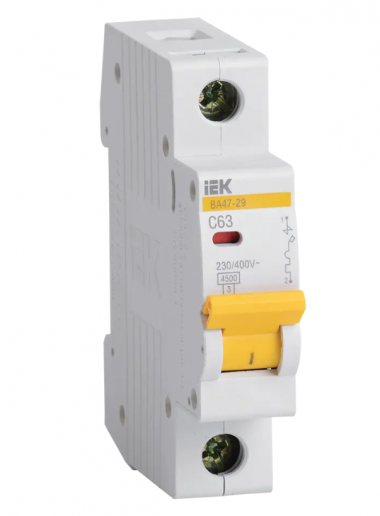 Автоматический выключатель ВА47-29 1Р 63А 4,5кА характеристика С IEK MVA20-1-063-C — Multielectrika
