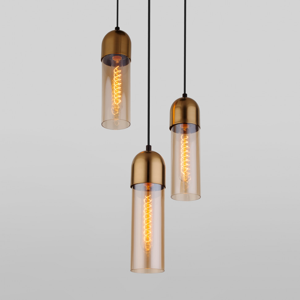 Подвесной светильник со стеклянными плафонами 50180/3 янтарный фото 1 — Multielectrika