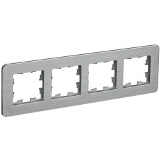 Рамка на 4 поста IEK Brite РУ-4-1-Бр металл алюминий RE AL &mdash; Multielectrika