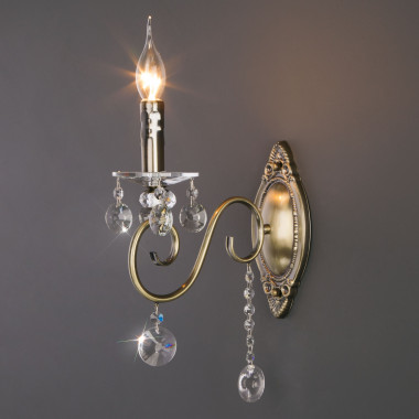 Классическое бра с хрусталем 10104/1 античная бронза/прозрачный хрусталь Strotskis — Multielectrika