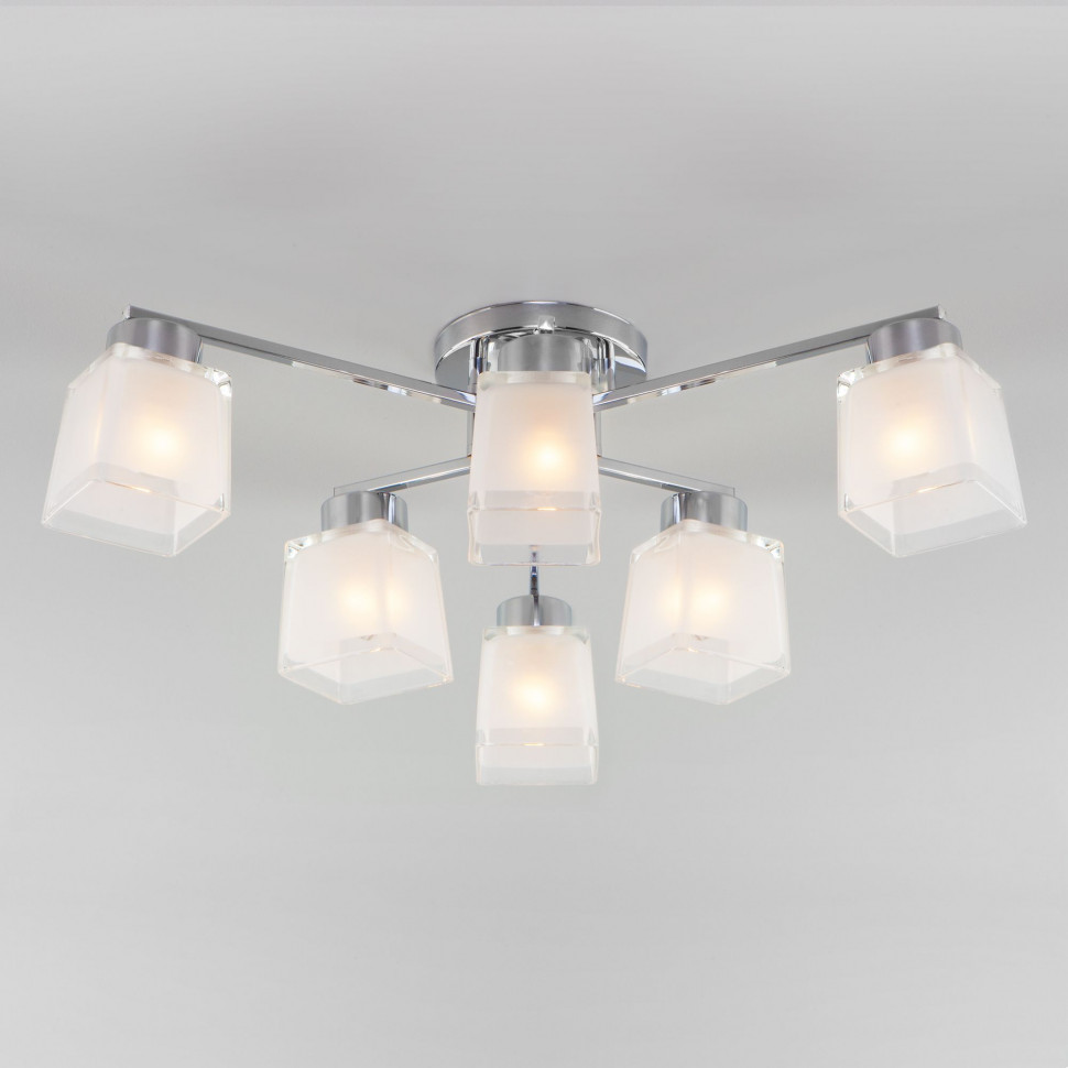Потолочная люстра со стеклянными плафонами 30162/6 хром фото 1 &mdash; Multielectrika