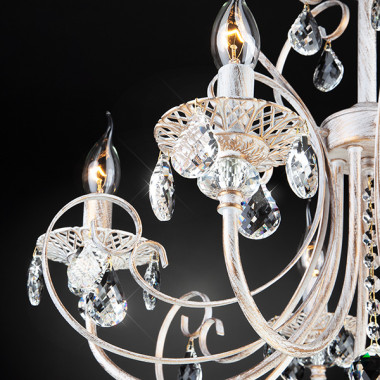 Люстра с хрусталем в классическом стиле 3305/5 белый с золотом / прозрачный хрусталь — Multielectrika