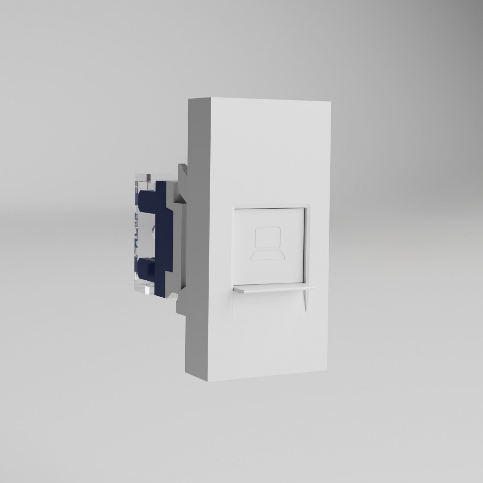 W1281101/ Модульная розетка Ethernet RJ-45 6 cat. 22,5*45 (белый) W1281101 фото 1 — Multielectrika