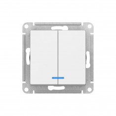 Выключатель двухклавишный Systeme Electric AtlasDesign с подсветкой, 10А, лотос &mdash; Multielectrika