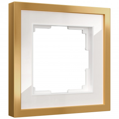 W0012853/ Рамка на 1 пост Baguette (белый/золотистая латунь) W0012853 &mdash; Multielectrika