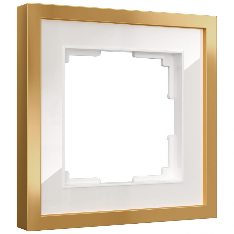 W0012853/ Рамка на 1 пост Baguette (белый/золотистая латунь) W0012853 фото 1 &mdash; Multielectrika