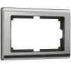 Рамка из металла для двойной розетки Metallic глянцевый никель W0081602 фото 1 — Multielectrika