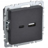 Розетка USB A+C 18Вт IEK Brite РЮ11-1-БрЧ черная