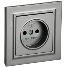 Розетка без заземления без защитных шторок 10А в сб. IEK Brite РСР10-1-0-БрС сталь &mdash; Multielectrika
