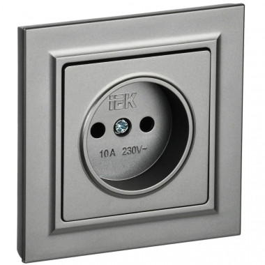 Розетка без заземления без защитных шторок 10А в сб. IEK Brite РСР10-1-0-БрС сталь — Multielectrika