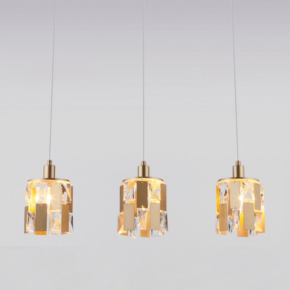 Подвесной светильник с хрусталем 50101/3 перламутровое золото фото 1 &mdash; Multielectrika