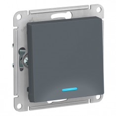 Выключатель одноклавишный Schneider Electric Atlas Design с подсветкой, грифель &mdash; Multielectrika