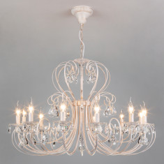 Люстра подвесная с хрусталем 3305/12 белый с золотом / прозрачный хрусталь &mdash; Multielectrika