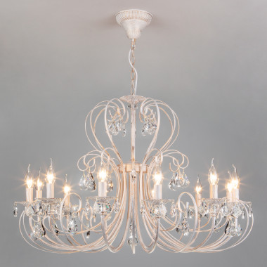 Люстра подвесная с хрусталем 3305/12 белый с золотом / прозрачный хрусталь — Multielectrika