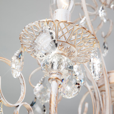 Люстра подвесная с хрусталем 3305/12 белый с золотом / прозрачный хрусталь — Multielectrika