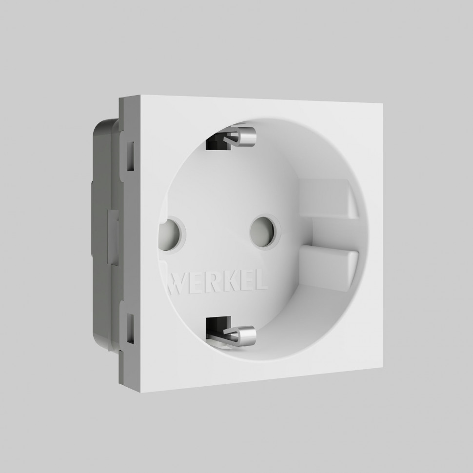 W1171160/ Модульная розетка с заземлением и шторками 45*45  (белый) W1171160 фото 1 &mdash; Multielectrika