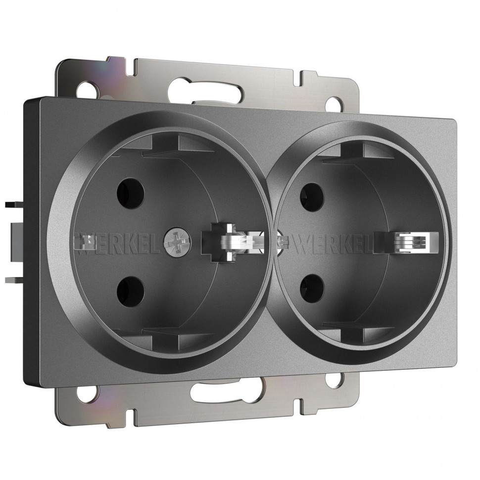 Розетка двойная с заземлением (графит матовый) W1172064 фото 1 — Multielectrika