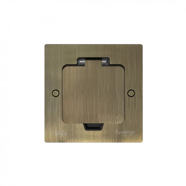 Лючок на 2 модуля Systeme Electric MultiDesk, цвет Античная латунь, IP44 с монтажной коробкой для стены, фальшпола, стола, тип MDK20 &mdash; Multielectrika