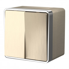 Выключатель двухклавишный влагозащищенный Gallant (шампань рифленый) WL15-03-02 &mdash; Multielectrika