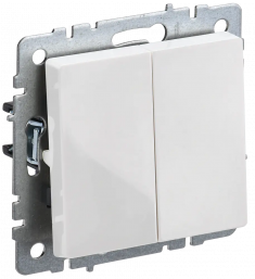 Выключатель двухклавишный 10А IEK Brite ВС10-2-0-БрБ белый &mdash; Multielectrika