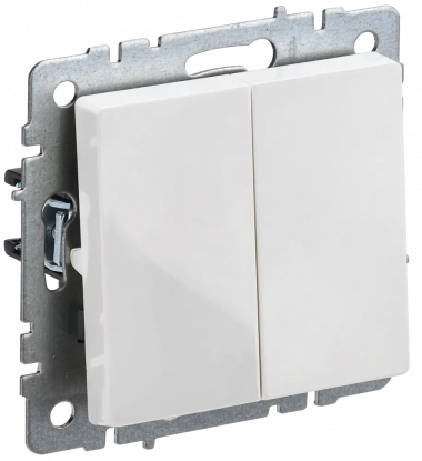 Выключатель двухклавишный 10А IEK Brite ВС10-2-0-БрБ белый — Multielectrika