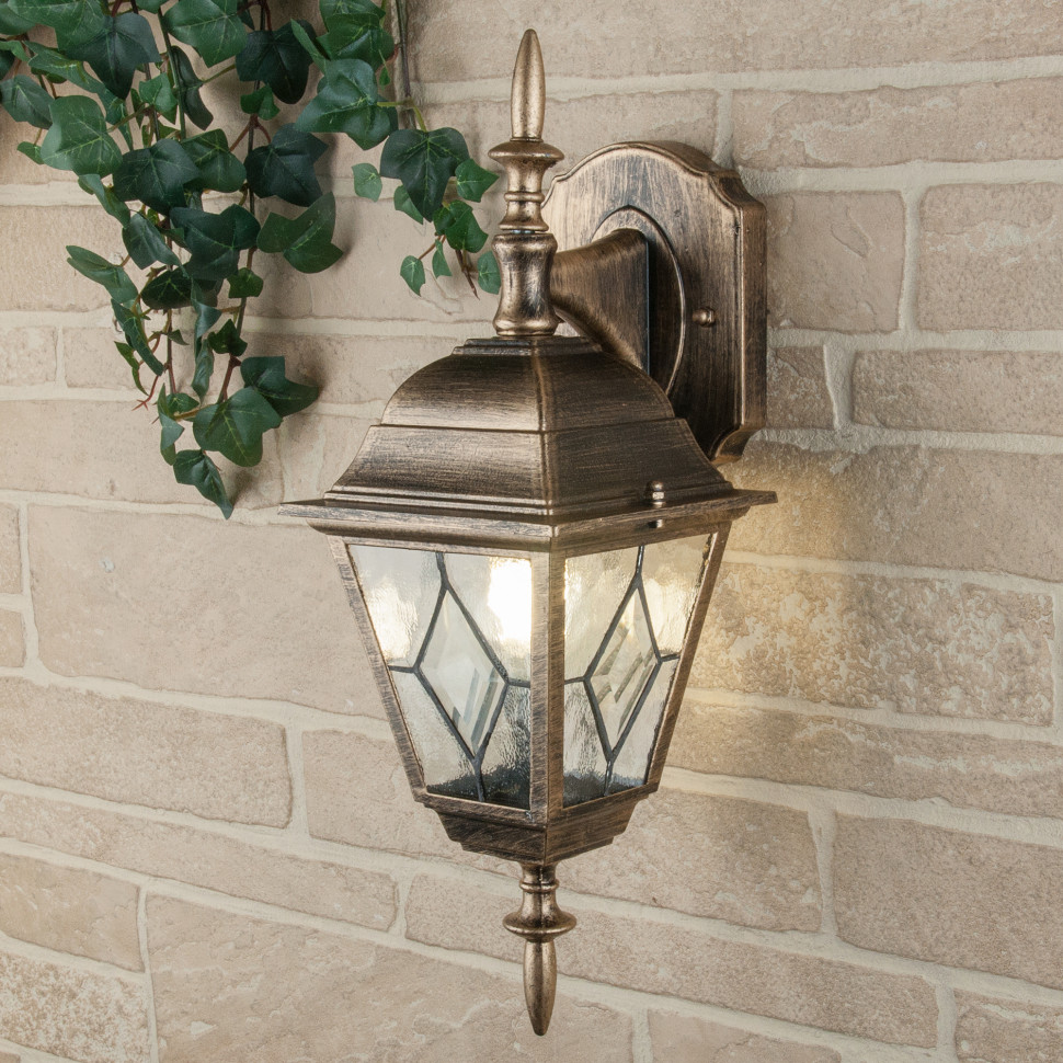 Уличный настенный светильник Vega D черное золото фото 1 — Multielectrika