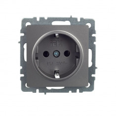 Розетка с заземлением без защитных шторок 16А IEK Brite РС11-1-0-БрС сталь &mdash; Multielectrika