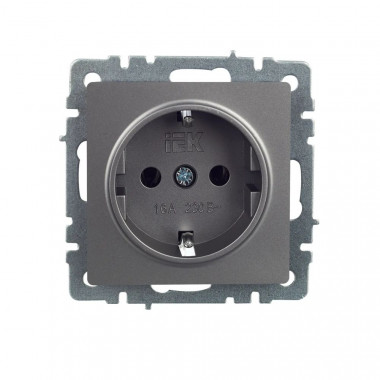 Розетка с заземлением без защитных шторок 16А IEK Brite РС11-1-0-БрС сталь — Multielectrika