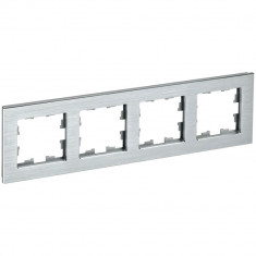 Рамка на 4 поста IEK Brite РУ-4-1-БрА металл алюминий &mdash; Multielectrika