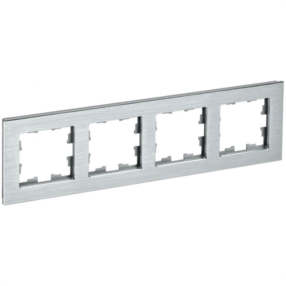 Рамка на 4 поста IEK Brite РУ-4-1-БрА металл алюминий фото 1 — Multielectrika