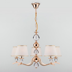 Подвесная люстра с тканевыми абажурами 60097/5 золото &mdash; Multielectrika