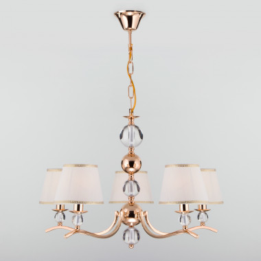 Подвесная люстра с тканевыми абажурами 60097/5 золото — Multielectrika