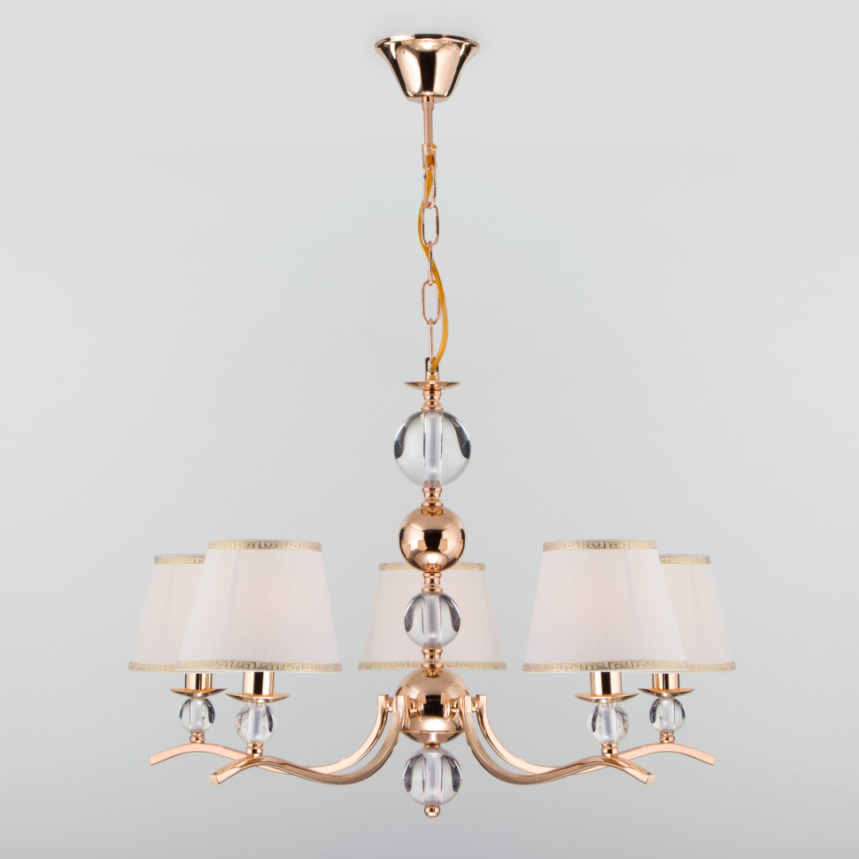 Подвесная люстра с тканевыми абажурами 60097/5 золото фото 1 — Multielectrika