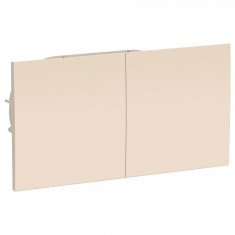 Розетка двойная Schneider Electric Atlas Design со сдвижными крышками, в сборе, бежевая &mdash; Multielectrika