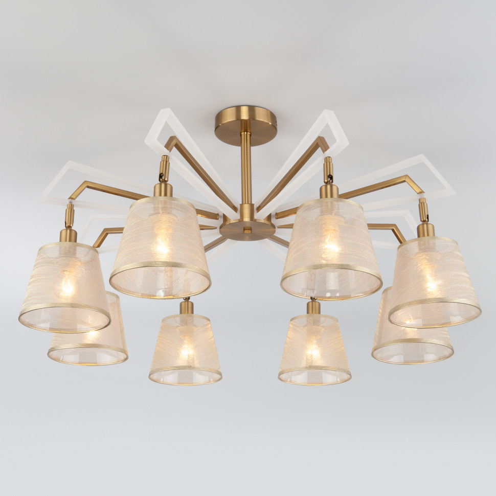 Потолочная люстра с тканевыми абажурами 60082/8 золотая бронза фото 1 &mdash; Multielectrika