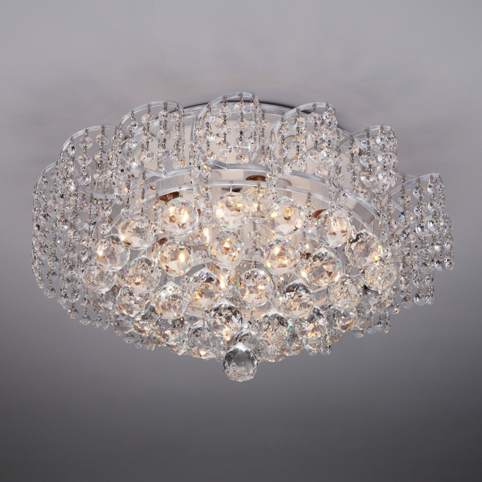 Потолочная люстра с хрусталем 16017/9 белый с серебром фото 1 — Multielectrika