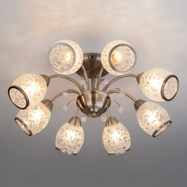 Потолочная люстра с хрусталем 30026/8 античная бронза — Multielectrika