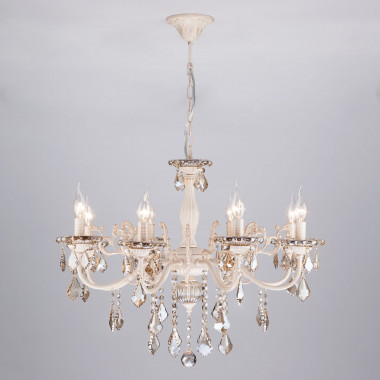 Люстра с тонированным хрусталем 3281/8 белый с золотом / тонированный хрусталь — Multielectrika