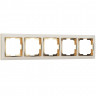 Рамка из поликарбоната на 5 постов Snabb слоновая кость/золото W0051932