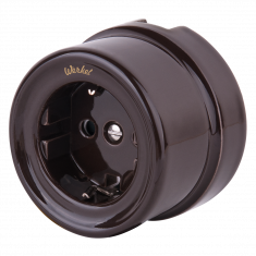 Розетка с заземлением и шторками (коричневый) Ретро WL18-03-02 &mdash; Multielectrika