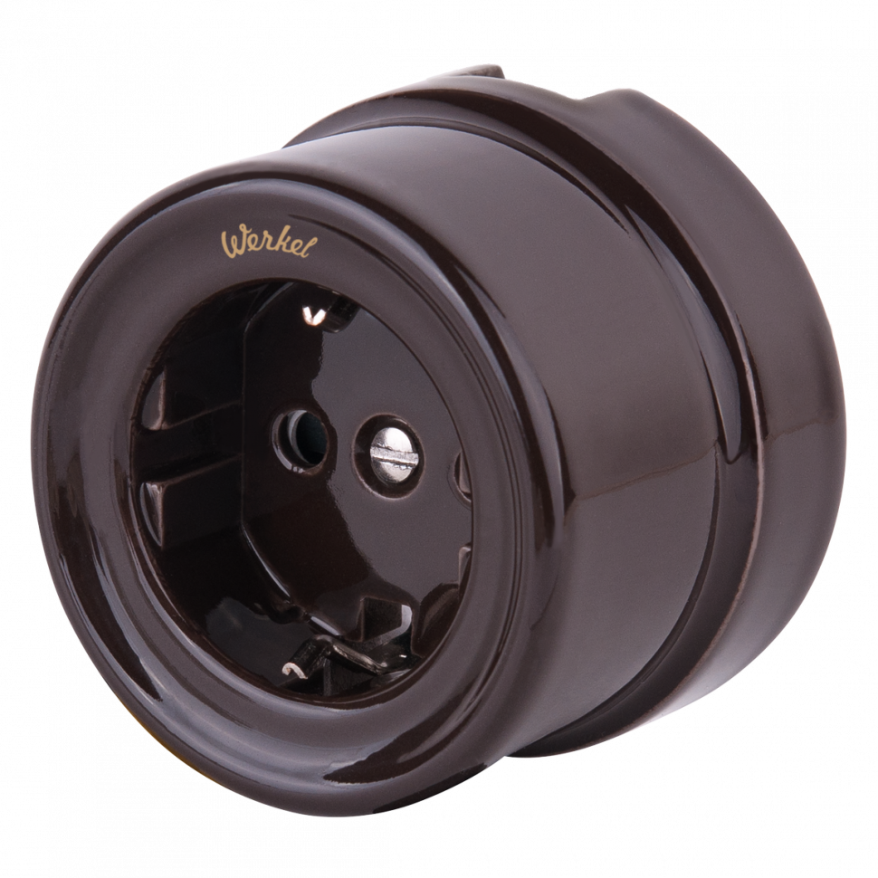 Розетка с заземлением и шторками (коричневый) Ретро WL18-03-02 фото 1 — Multielectrika