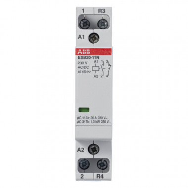 Контактор ESB20-11N-06 модульный (20А АС-1, 1НО+1НЗ), катушка 230В AC/DC ABB 1SBE121111R0611 — Multielectrika